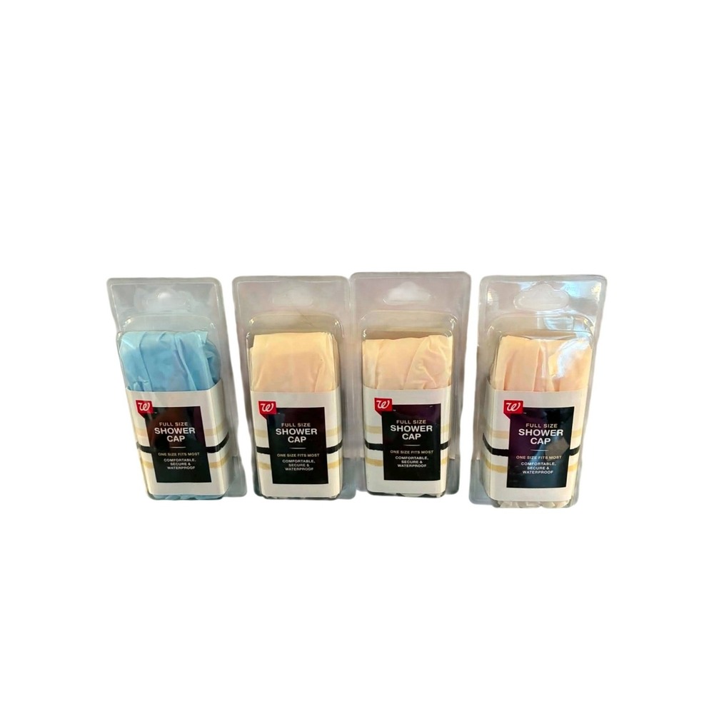 Walgreens Shower Cap Unisex OSFM Multicolor NEW Lot of 4 Waterproof Full Size